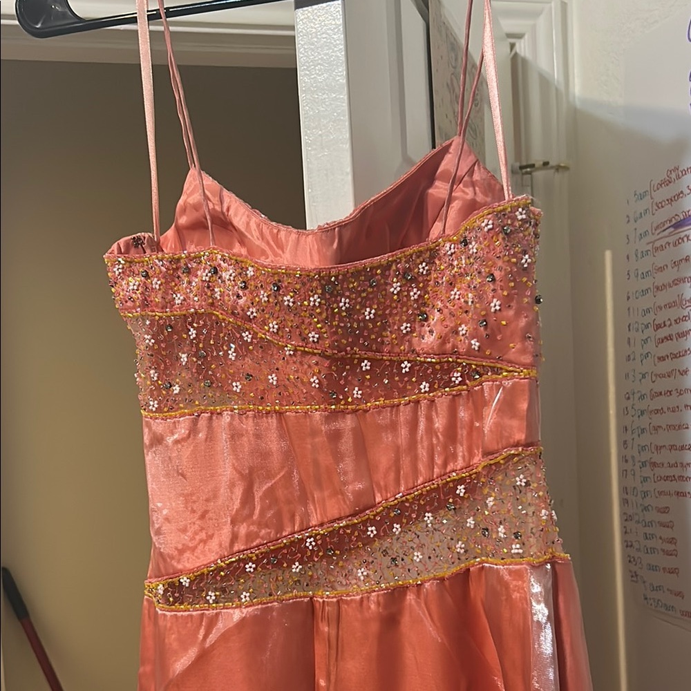 Coral Beaded Evening Dress